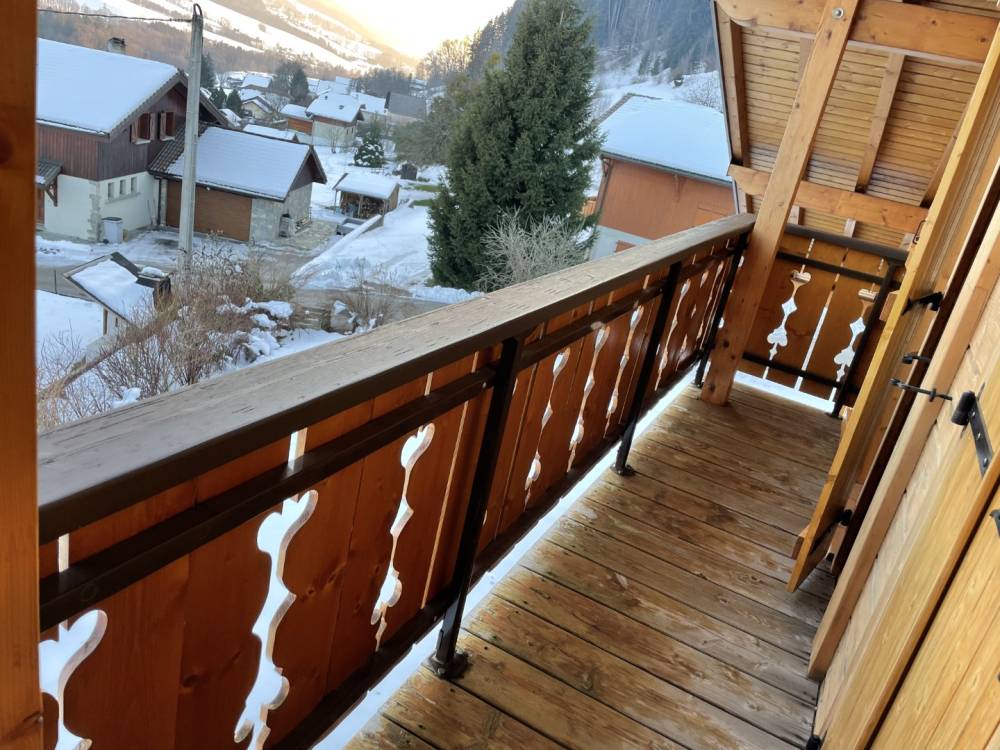 Garde corps bois neige